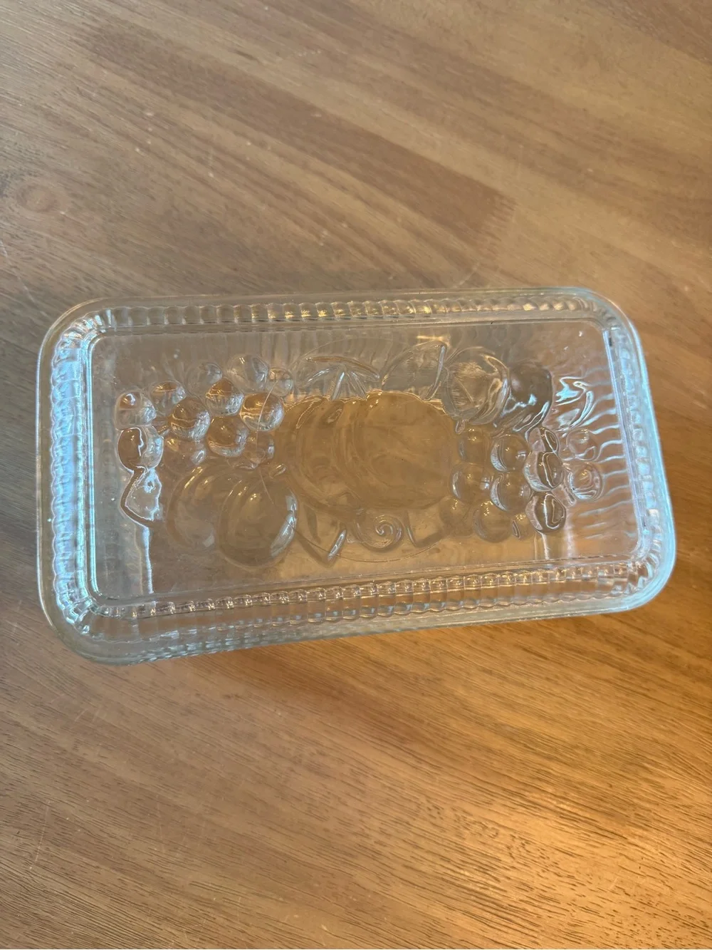 Vintage Federal Glass Refrigerator Storage Dish Ribbed w/Embossed Vegetable Lid